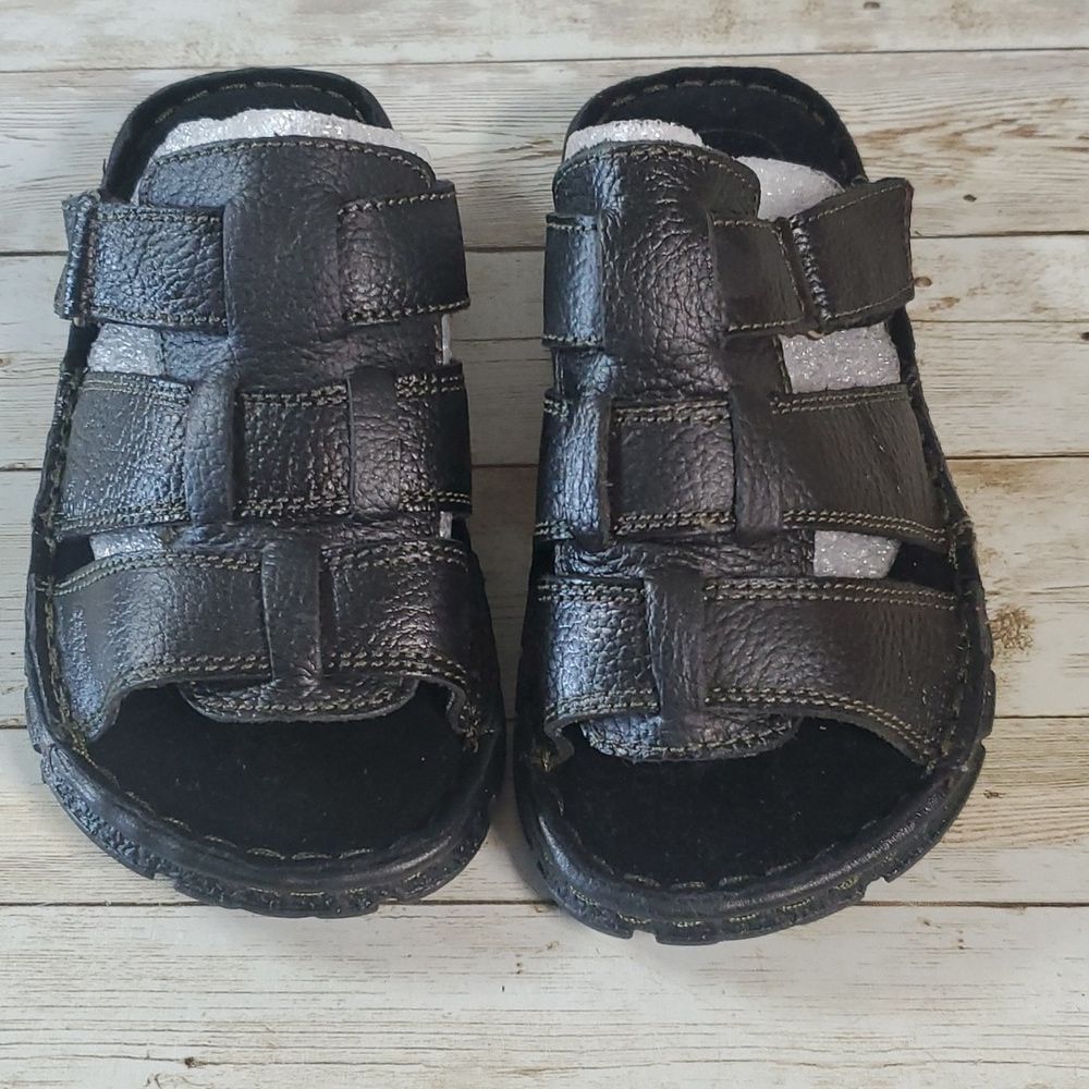 NEW Kids Luna Black Leather Woven Sandals‎ Size 11